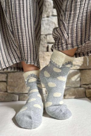 Laundry B Terry & Wool Luxury Socks Dotty Grey Stone
